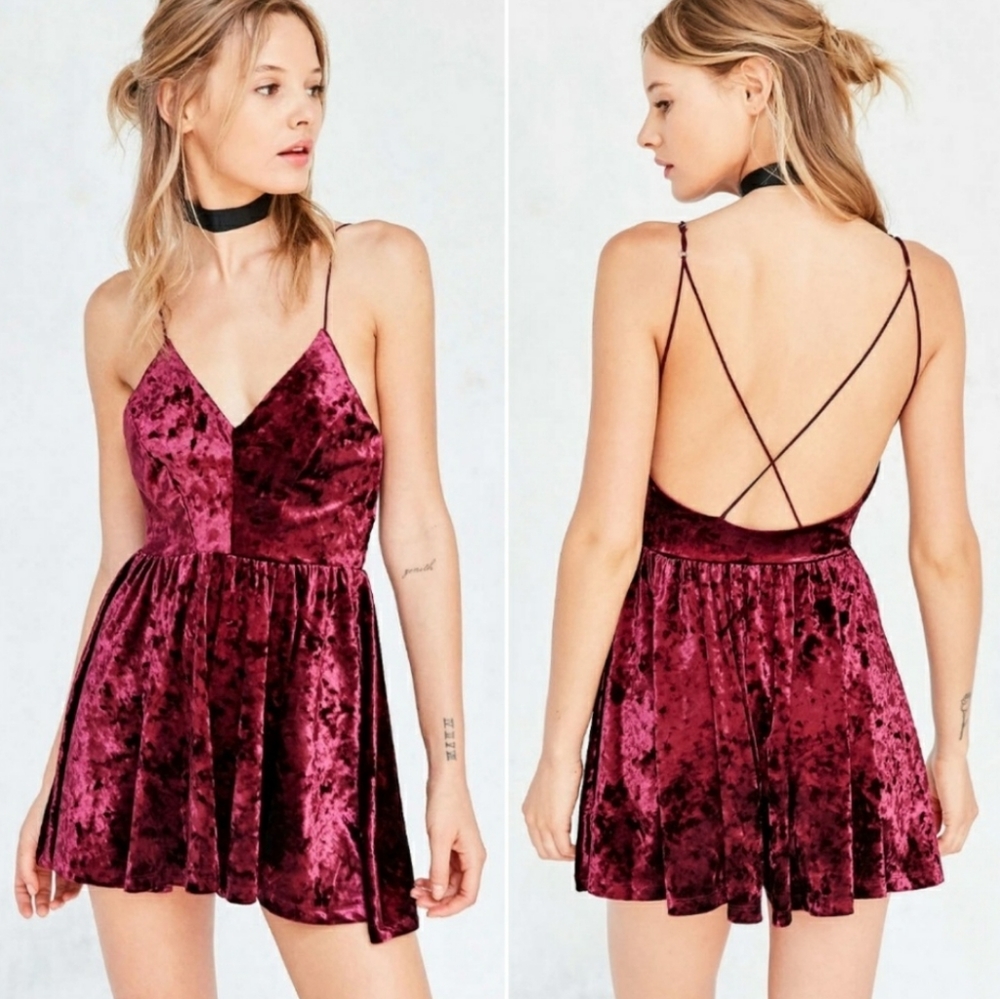 UO Vanessa Romper in Crushed Velvet
